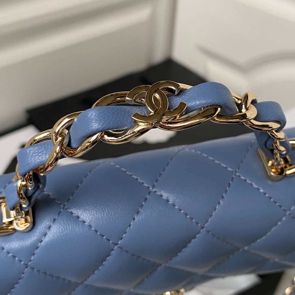 Chanel Top Handle Mini Bag AP3226 Lambskin Blue