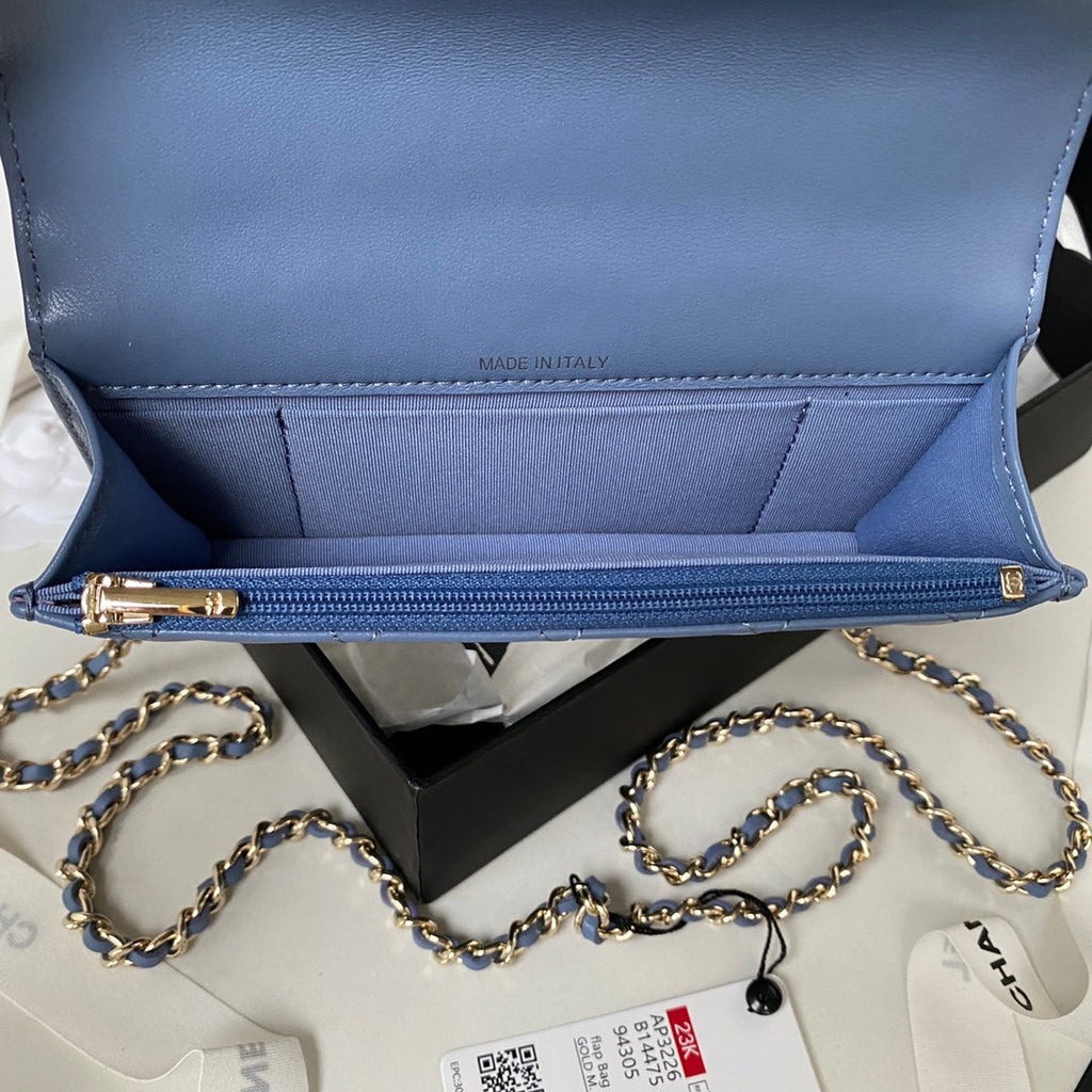Chanel Top Handle Mini Bag AP3226 Lambskin Blue