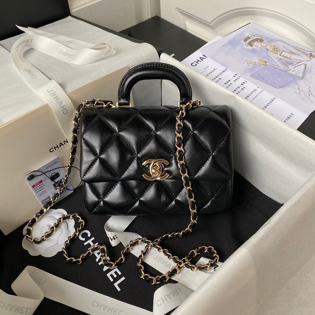 Chanel Top Handle Small Bag AS4543 Lambskin Black