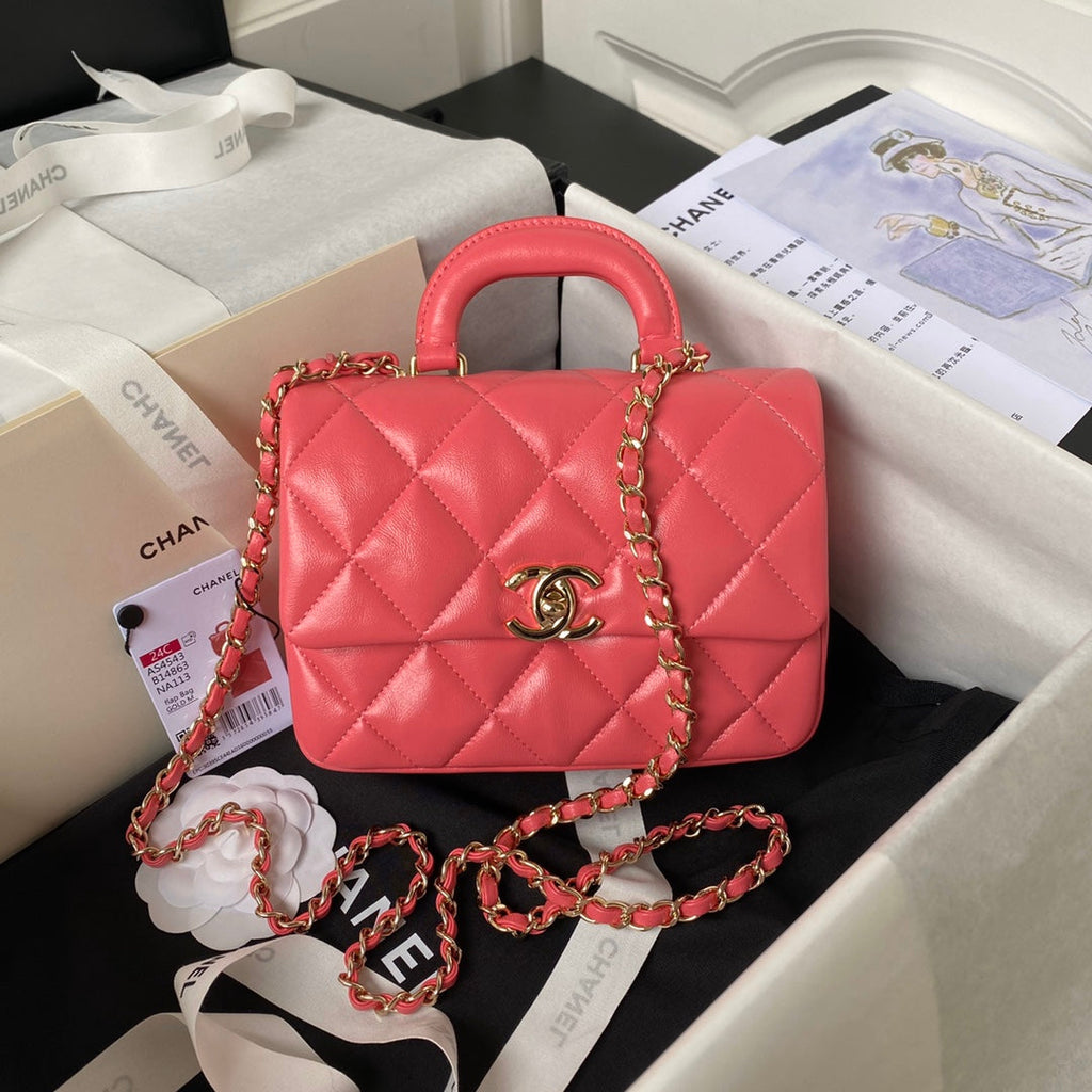Chanel Top Handle Small Bag AS4543 Lambskin Pink