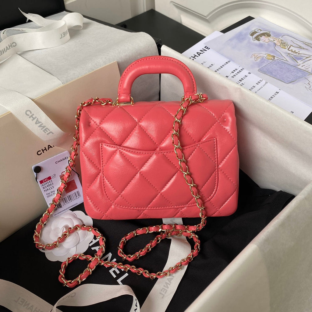 Chanel Top Handle Small Bag AS4543 Lambskin Pink