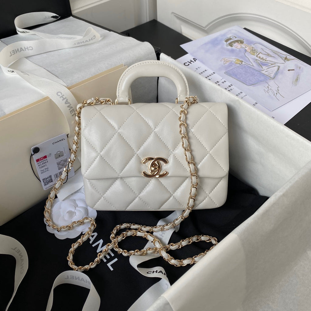 Chanel Top Handle Small Bag AS4543 Lambskin Beige