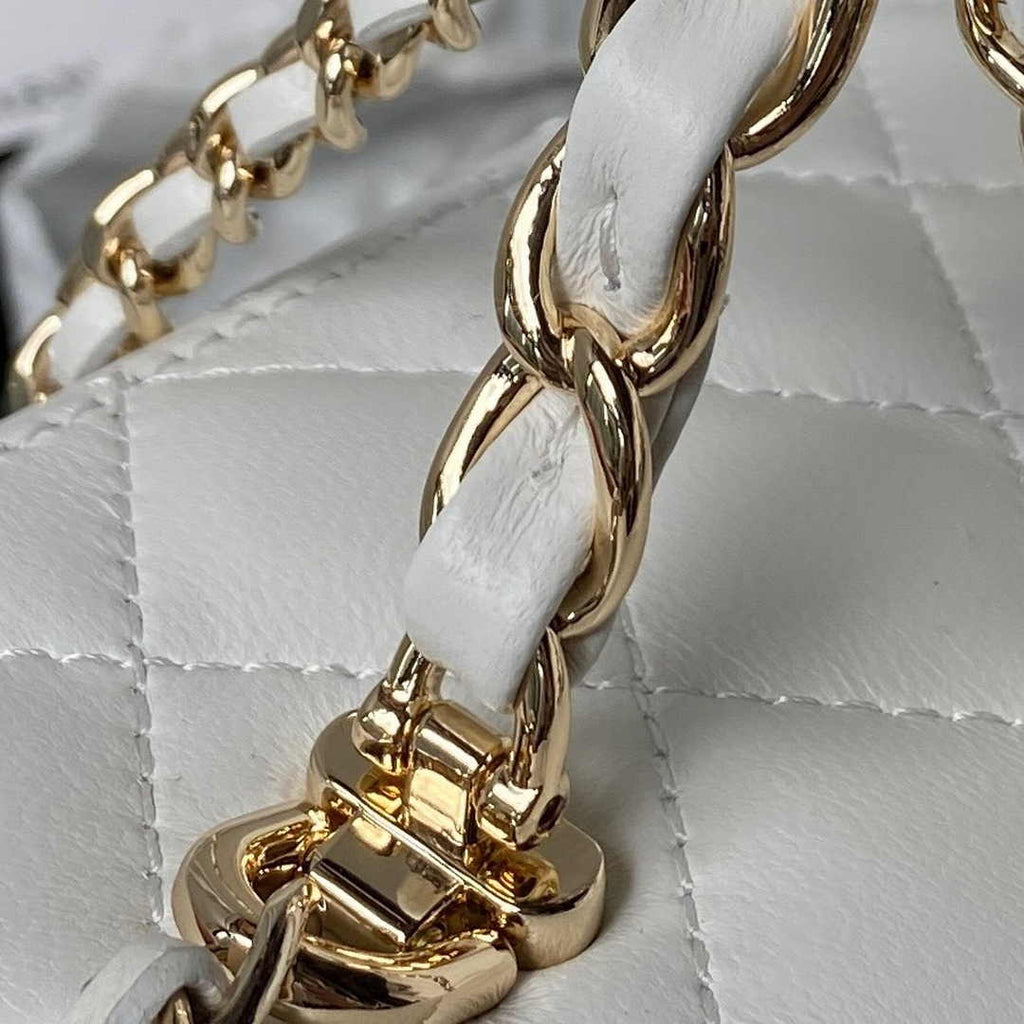 Chanel Vanity Case Top Handle Chain Bag AP2199 Lambskin White