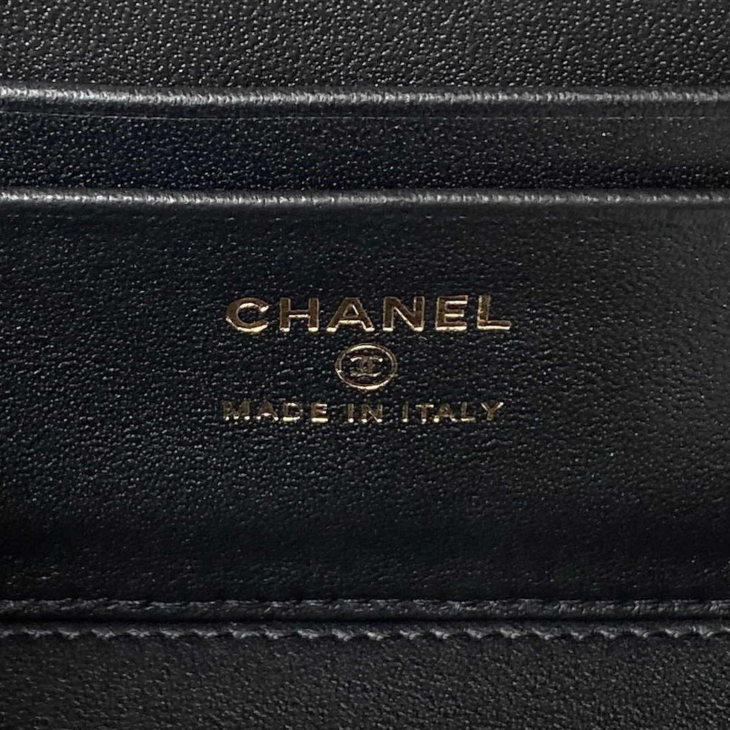 Chanel Vanity Case Top Handle Chain Bag AP2199 Lambskin Black