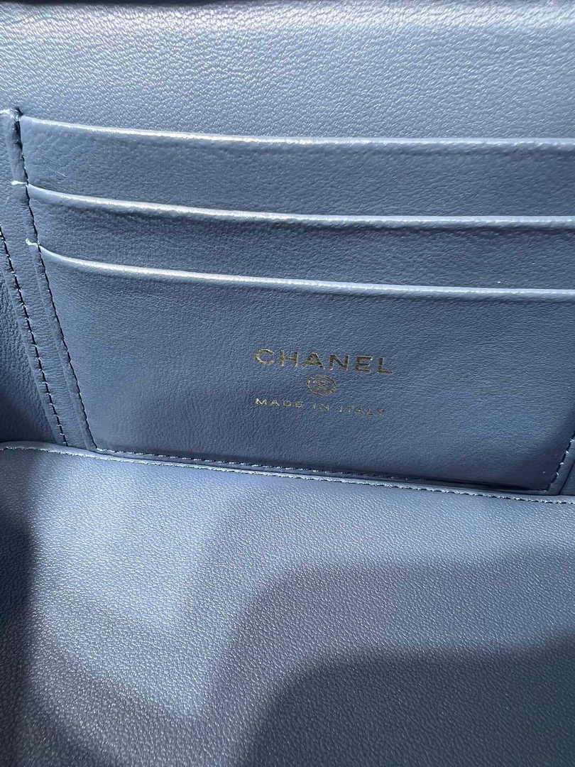 Chanel Vanity Case Top Handle Chain Bag AP2199 Lambskin Blue