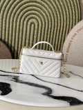 Chanel Vanity with Chain, AP5212 Shiny Calfskin White