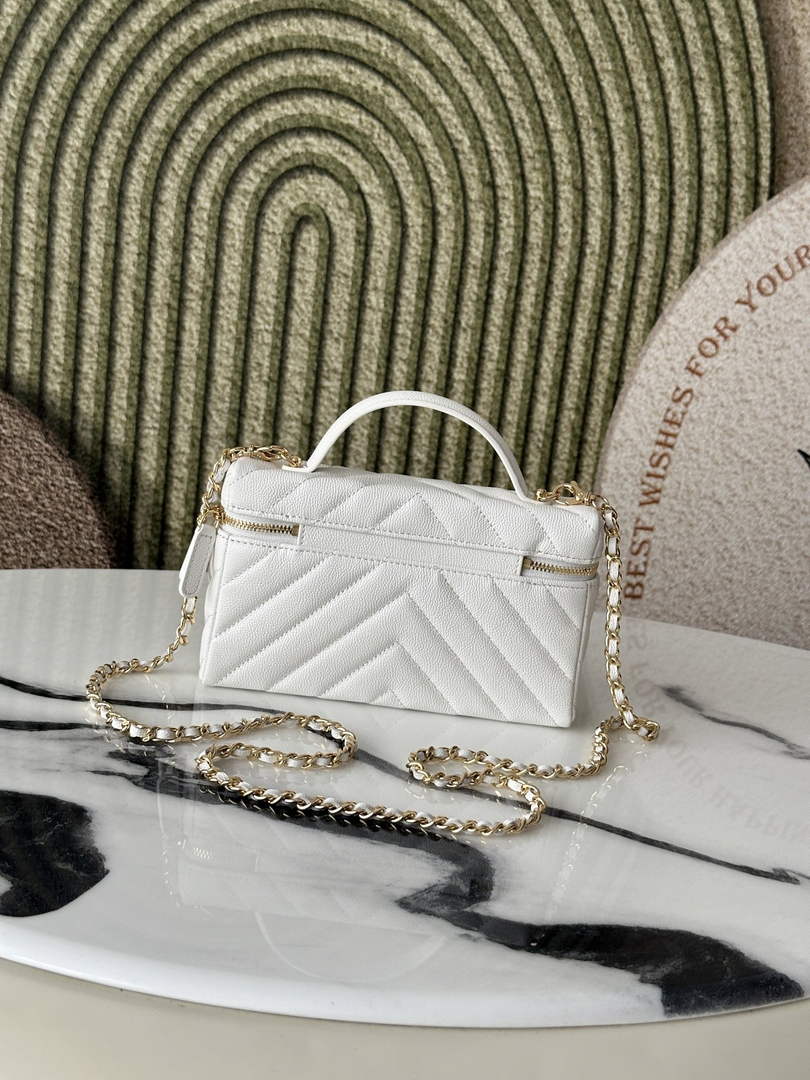 Chanel Vanity with Chain, AP5212 Shiny Calfskin White