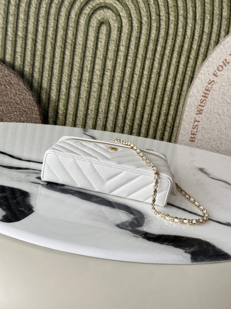 Chanel Vanity with Chain, AP5212 Shiny Calfskin White