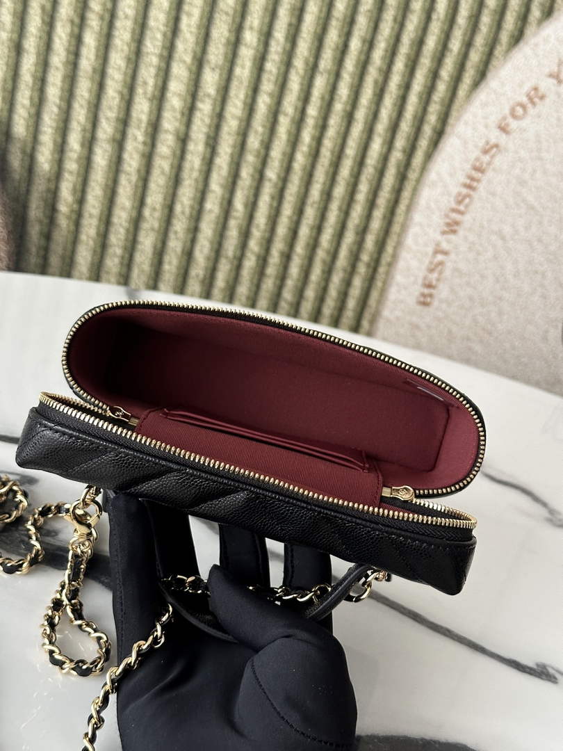 Chanel Vanity with Chain, AP5212 Shiny Calfskin Black