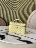 Chanel Vanity with Chain, AP5212 Shiny Calfskin Yellow