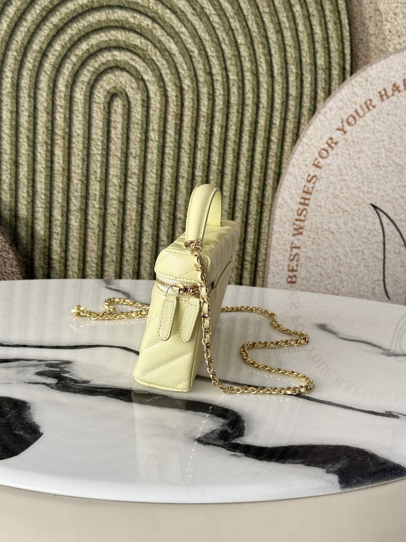 Chanel Vanity with Chain, AP5212 Shiny Calfskin Yellow