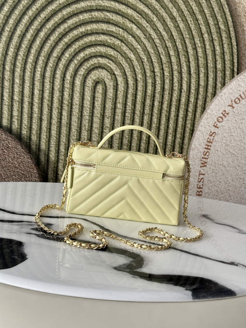 Chanel Vanity with Chain, AP5212 Shiny Calfskin Yellow