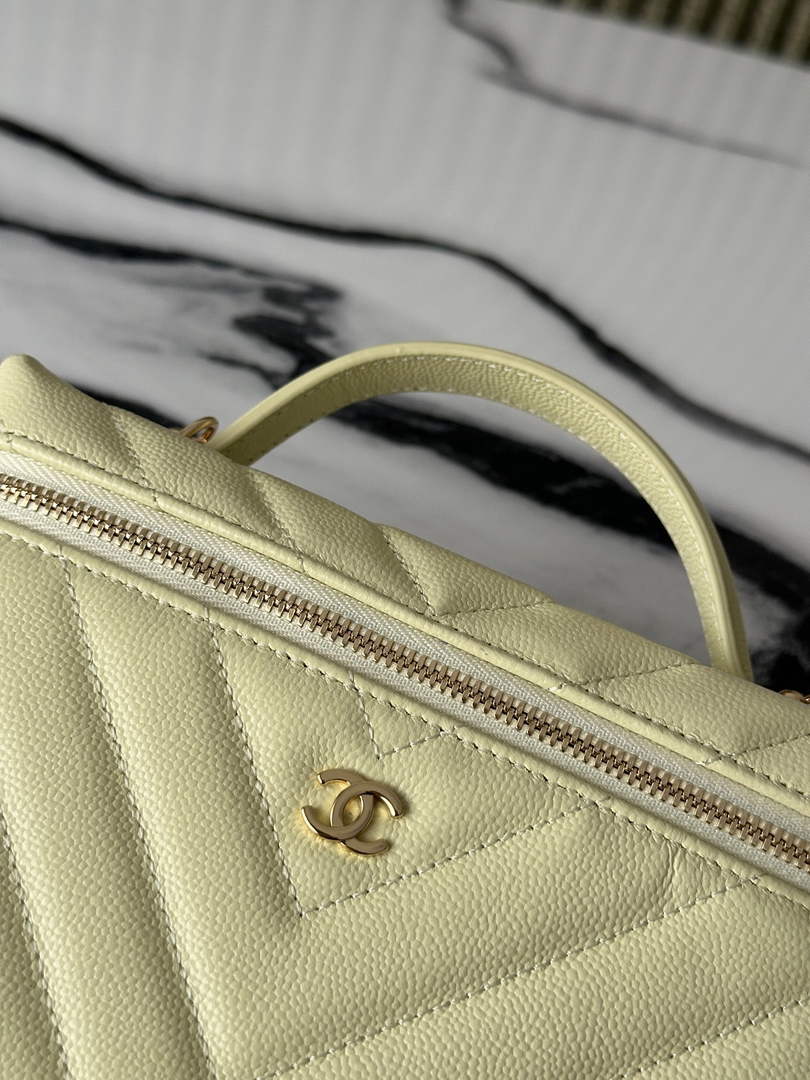 Chanel Vanity with Chain, AP5212 Shiny Calfskin Yellow