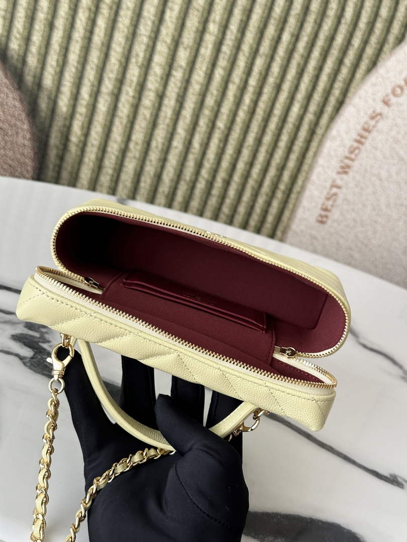Chanel Vanity with Chain, AP5212 Shiny Calfskin Yellow