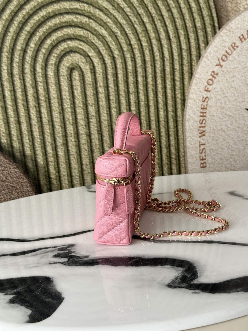 Chanel Vanity with Chain, AP5212 Shiny Calfskin Pink