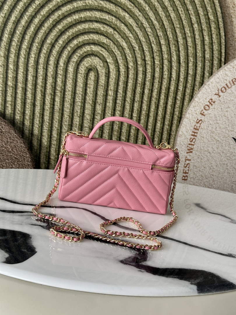 Chanel Vanity with Chain, AP5212 Shiny Calfskin Pink