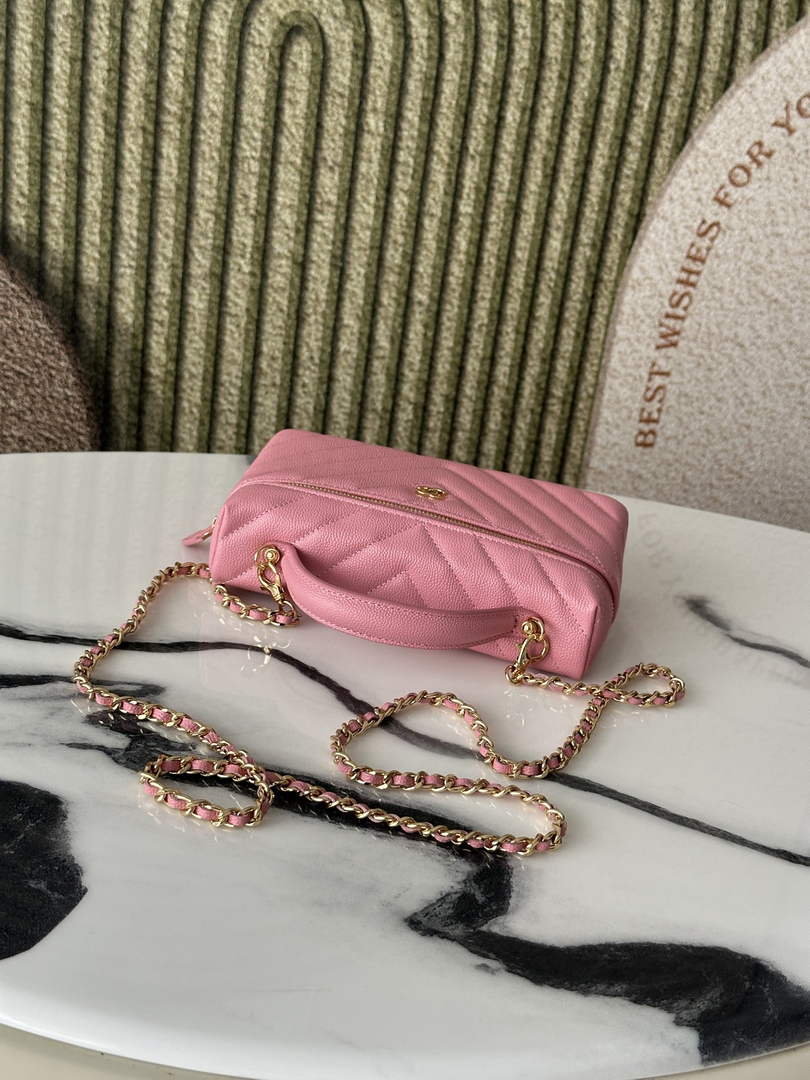 Chanel Vanity with Chain, AP5212 Shiny Calfskin Pink