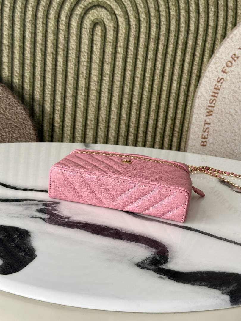 Chanel Vanity with Chain, AP5212 Shiny Calfskin Pink