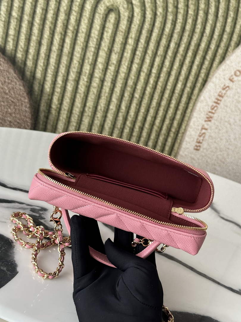 Chanel Vanity with Chain, AP5212 Shiny Calfskin Pink