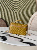 Chanel Vanity with Chain, AP5212 Shiny Calfskin Dark Yellow