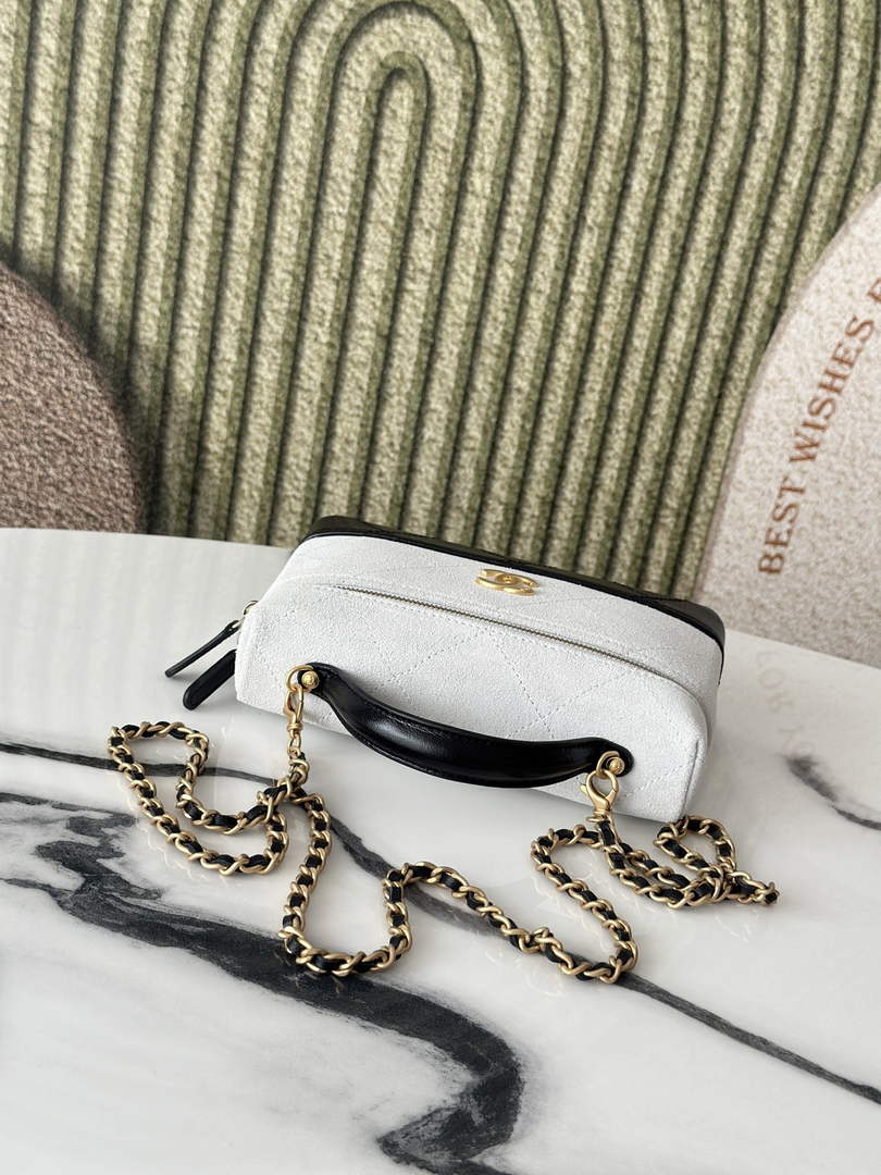 Chanel Vanity with Chain Mini | AP5186 White Suede Bag