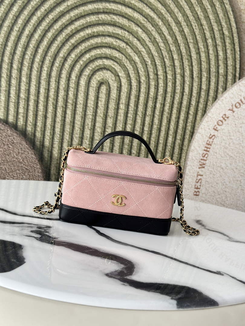 Chanel Vanity with Chain Mini | AP5186 Pink Suede Bag