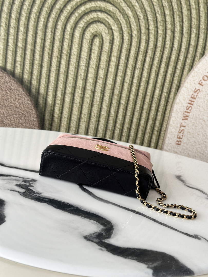 Chanel Vanity with Chain Mini | AP5186 Pink Suede Bag