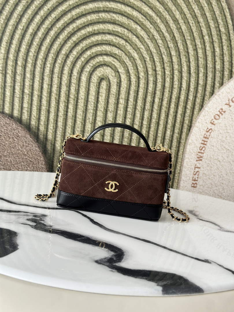 Chanel Vanity with Chain Mini | AP5186 Brown Suede Bag