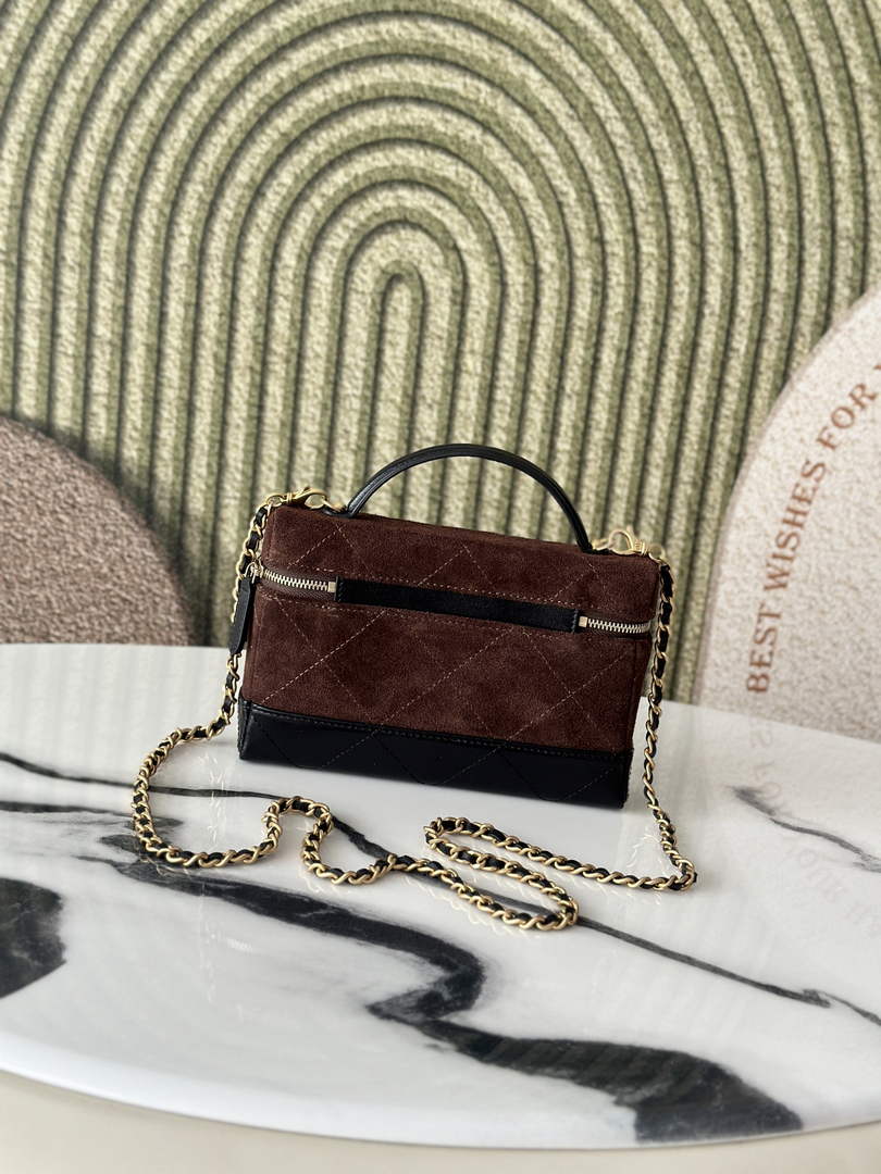 Chanel Vanity with Chain Mini | AP5186 Brown Suede Bag