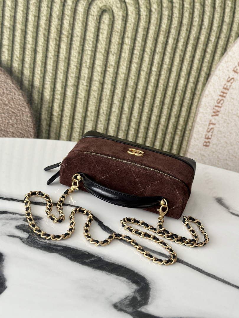 Chanel Vanity with Chain Mini | AP5186 Brown Suede Bag