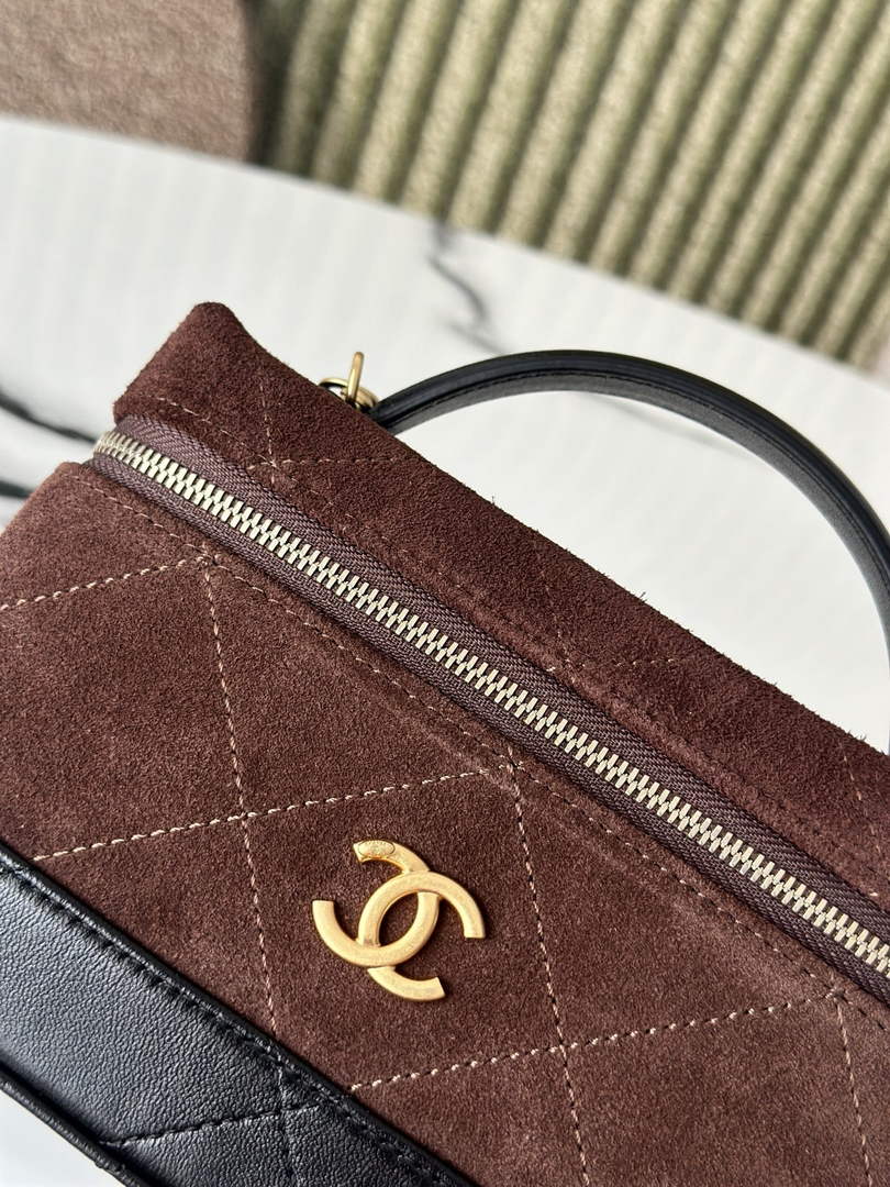 Chanel Vanity with Chain Mini | AP5186 Brown Suede Bag