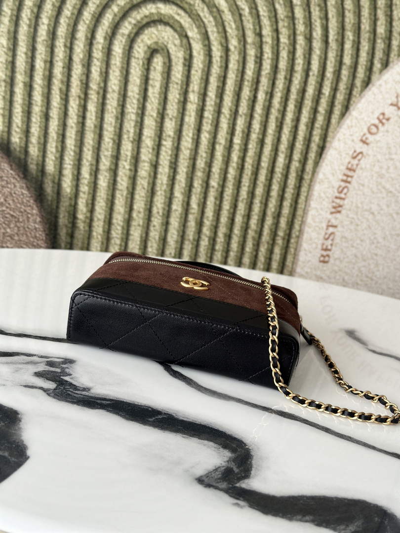 Chanel Vanity with Chain Mini | AP5186 Brown Suede Bag