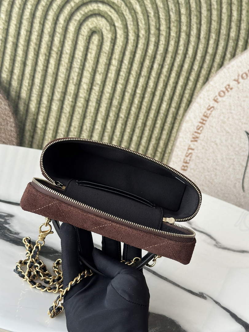 Chanel Vanity with Chain Mini | AP5186 Brown Suede Bag