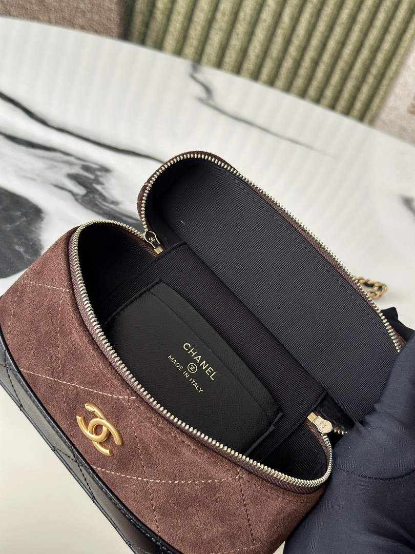 Chanel Vanity with Chain Mini | AP5186 Brown Suede Bag
