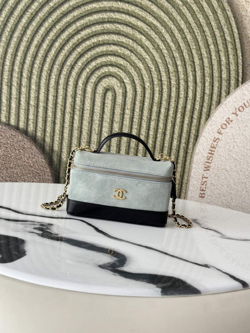 Chanel Vanity with Chain Mini | AP5186 Gray Suede Bag