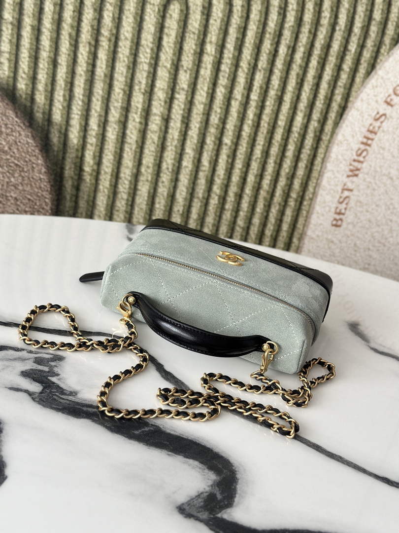 Chanel Vanity with Chain Mini | AP5186 Gray Suede Bag