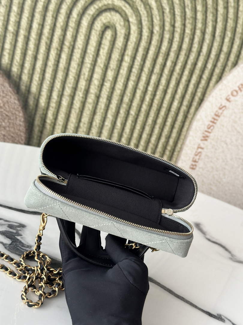 Chanel Vanity with Chain Mini | AP5186 Gray Suede Bag