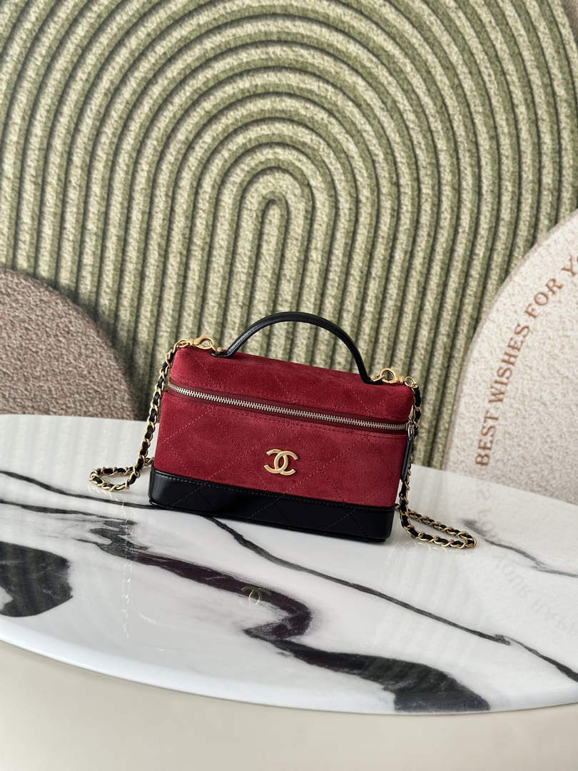 Chanel Vanity with Chain Mini | AP5186 Red Suede Bag