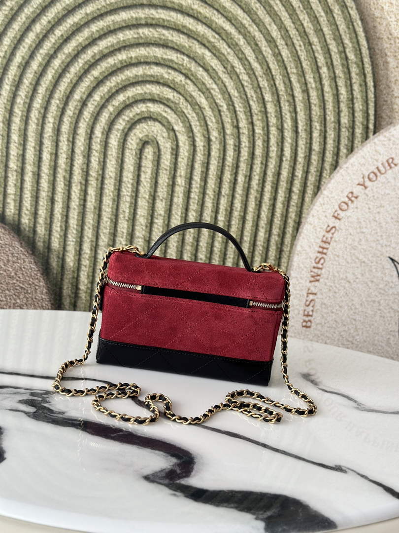 Chanel Vanity with Chain Mini | AP5186 Red Suede Bag