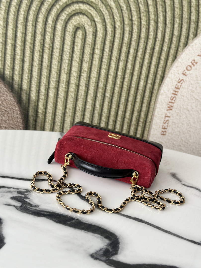 Chanel Vanity with Chain Mini | AP5186 Red Suede Bag