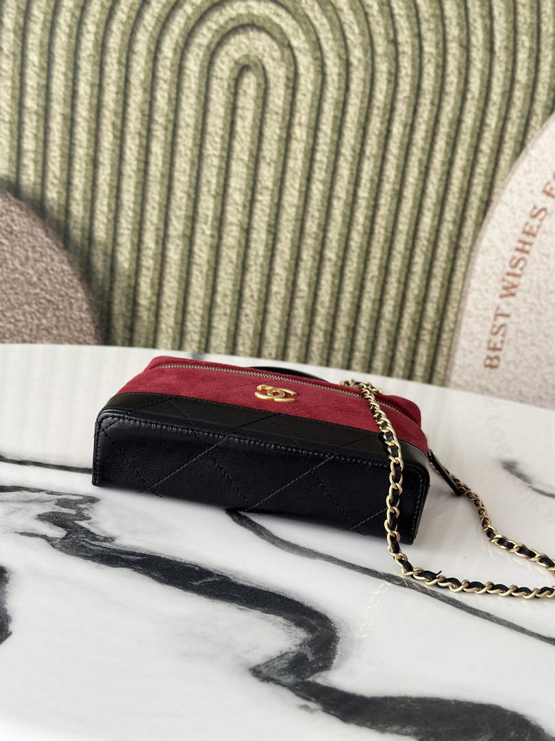Chanel Vanity with Chain Mini | AP5186 Red Suede Bag