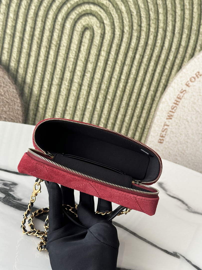 Chanel Vanity with Chain Mini | AP5186 Red Suede Bag
