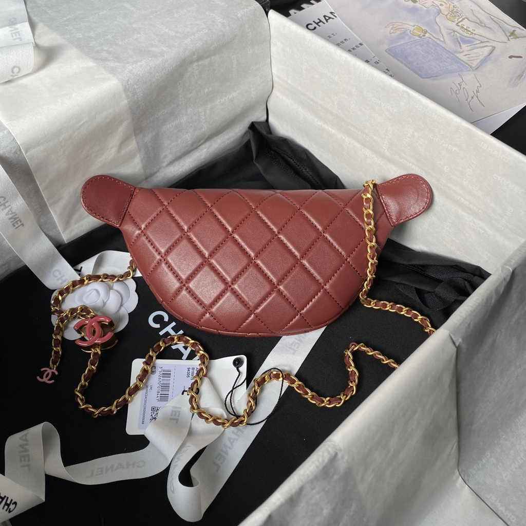 Chanel Waist bag, AP4113 Dark Burgundy Shiny lambskin