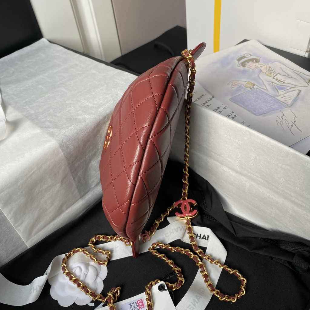 Chanel Waist bag, AP4113 Dark Burgundy Shiny lambskin