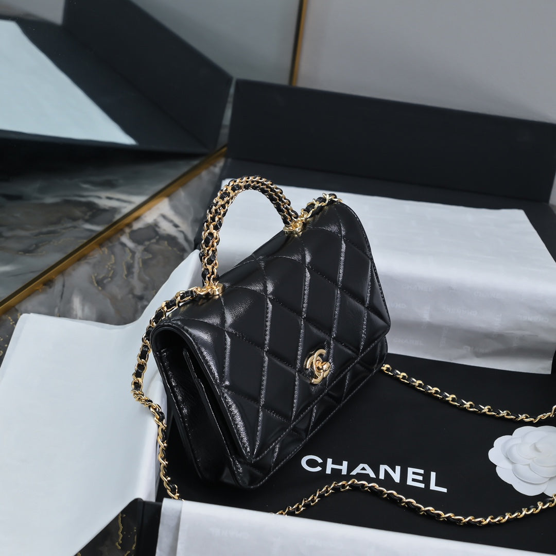 Chanel Wallet on chain, AP4166 Lambskin Black