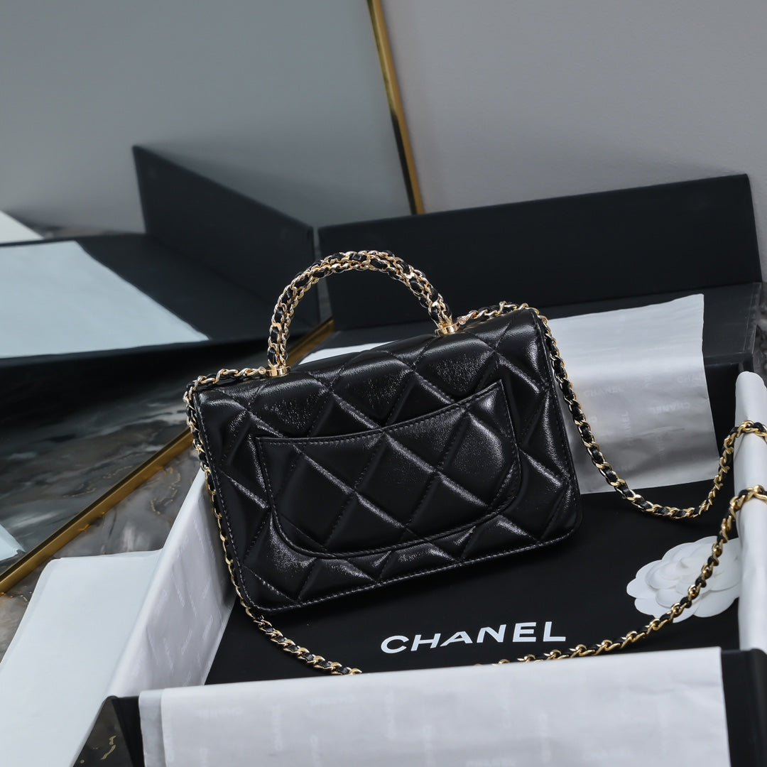 Chanel Wallet on chain, AP4166 Lambskin Black