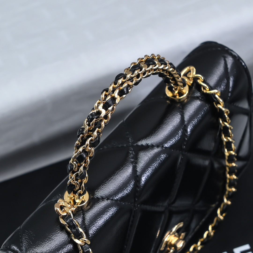 Chanel Wallet on chain, AP4166 Lambskin Black