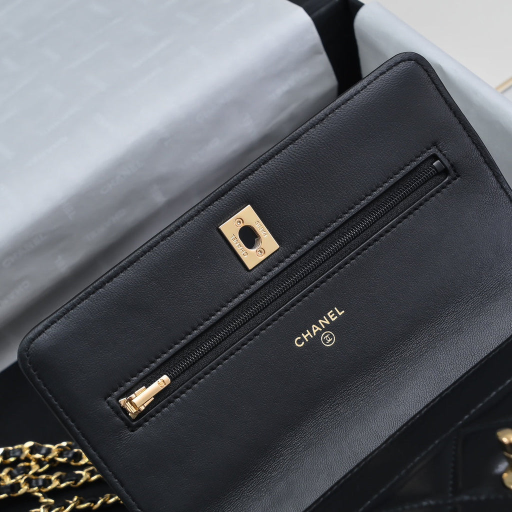 Chanel Wallet on chain, AP4166 Lambskin Black