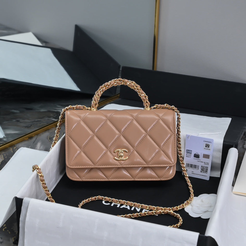 Chanel Wallet on chain, AP4166 Lambskin Apricot