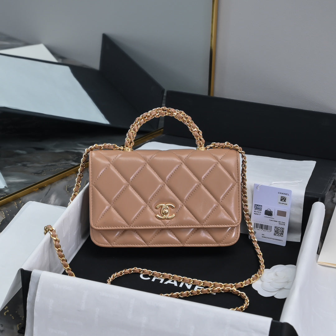 Chanel Wallet on chain, AP4166 Lambskin Apricot